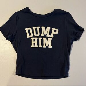 Garage Blue Crop Tee with White Graphic